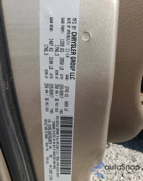 2015 Chrysler Town & Country Touring from USA, damaged, VIN 2C4RC1BG5FR629878